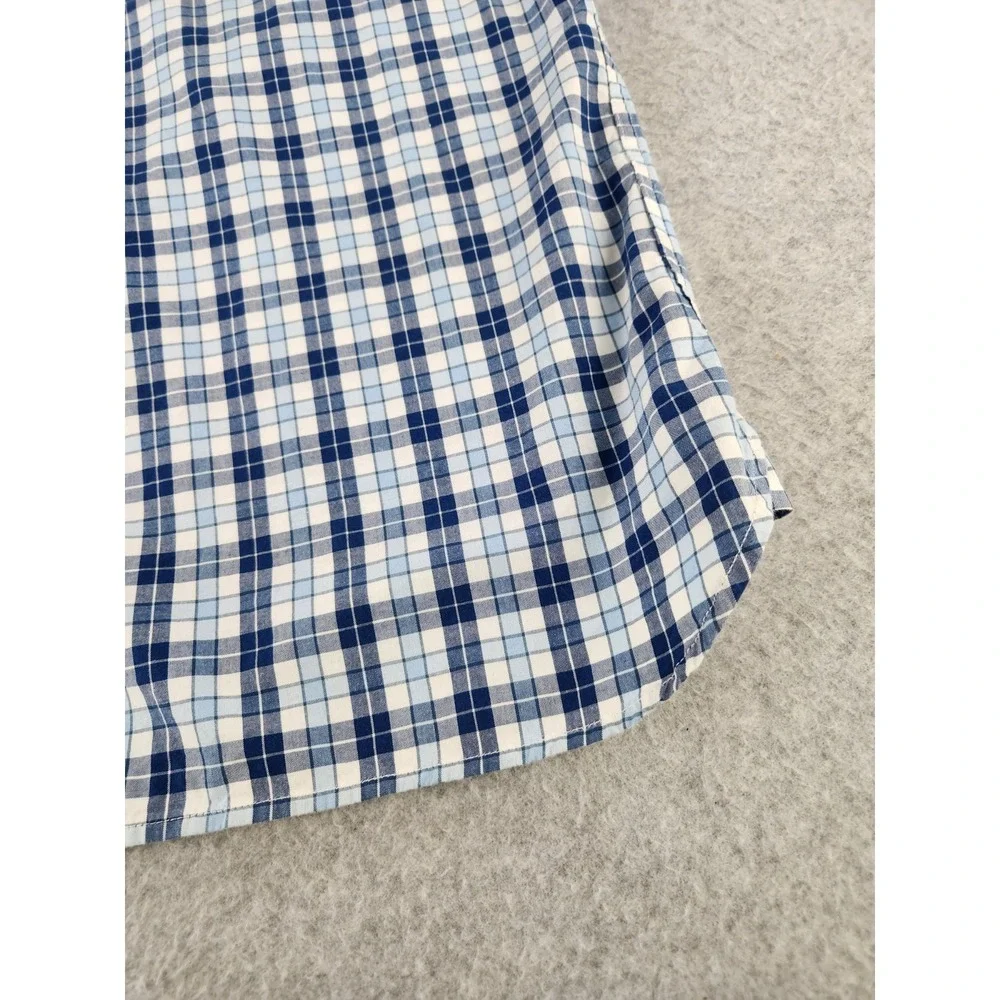 Tommy Hilfiger Short Sleeve Button Down Shirt Plaid Striped Blue Eyes Pop Men XL